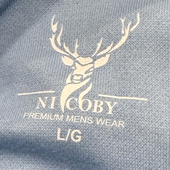 Nicoby Men’s Solid Knit Full Button Front Short Sleeve Polo Blue Size Large - Picture 6 of 10